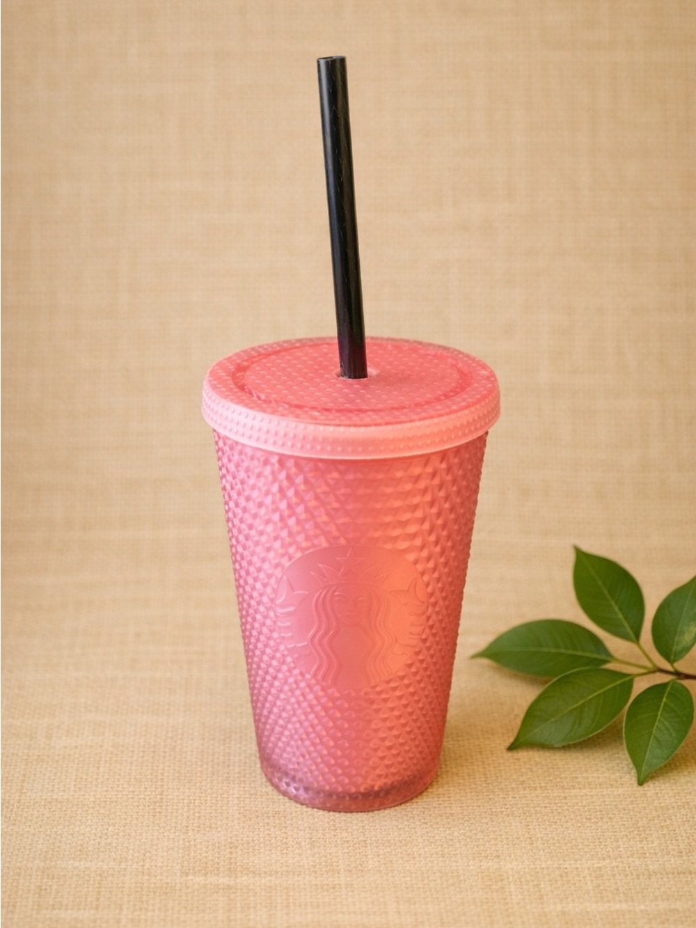 Starbucks Pink Textured Studded Tumbler – Embossed Logo, Reusable